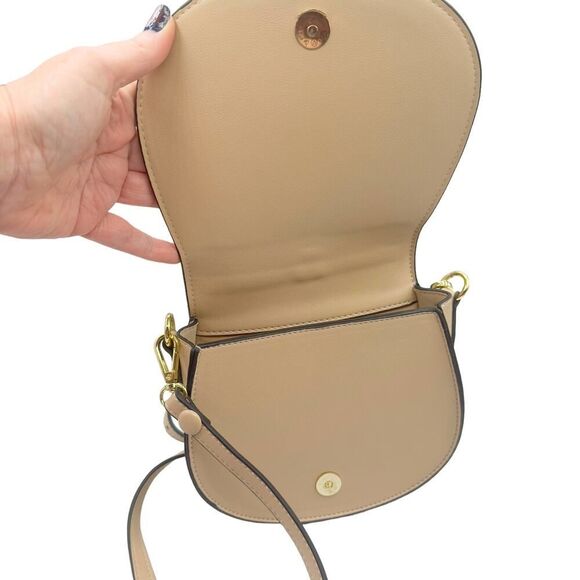 Chloe Style Crossbody Ring Bag-Beige Vegan Leather Gold Hardware - Picture 8 of 16